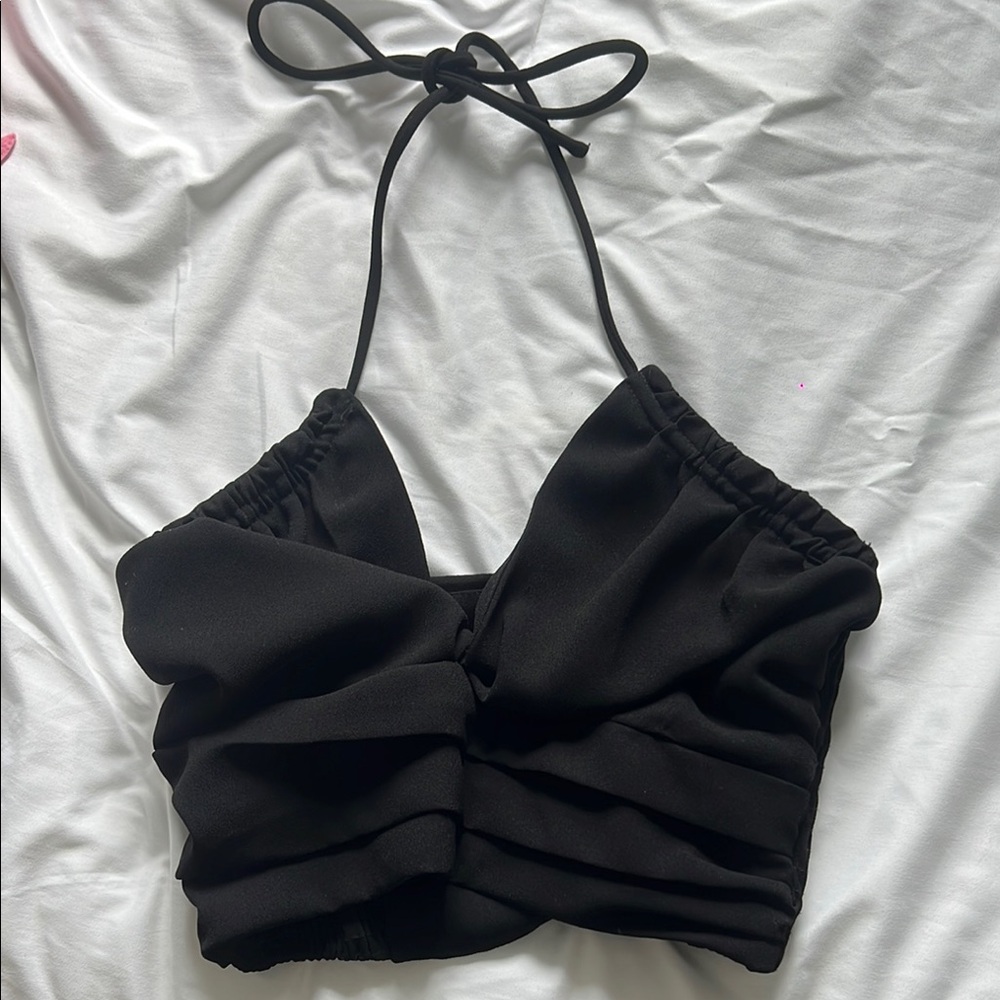 Elegant Black Halter Top
